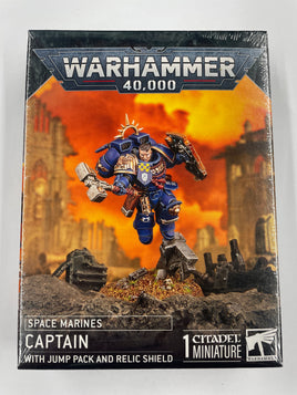 Space Marines captain with jump pack and relic shield