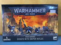 
              Space Marines Scouts with sniper rifles
            